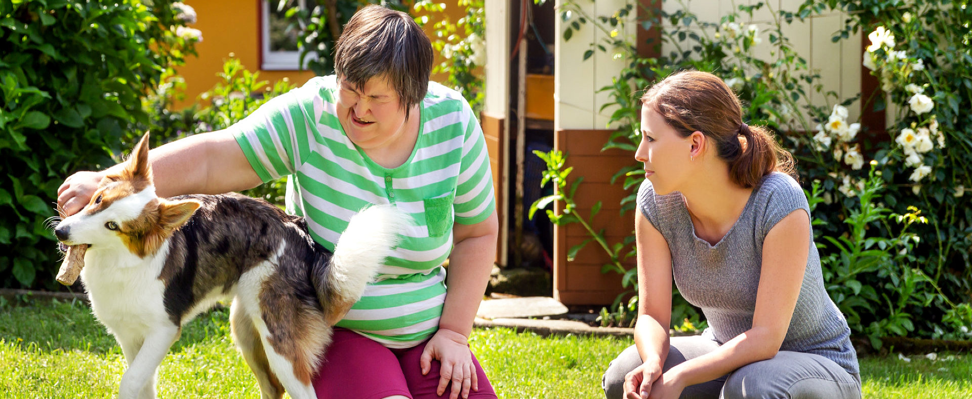 mentally disabled woman and a dog companion